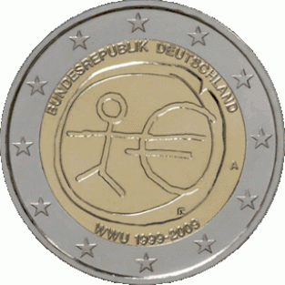 2 EURO 2009D	10 jaar EMU	UNC Duitsland